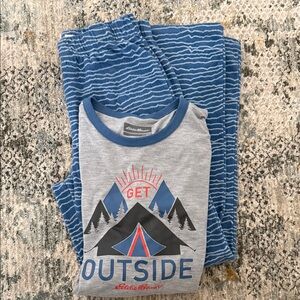 Eddie Bauer Blue and Gray Outdoor Pajama Set